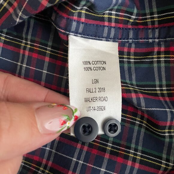 UNTUCKit Men L Walker Road Blue Red Plaid Long Sleeve Button Up Shirt Slim Fit - Picture 9 of 9